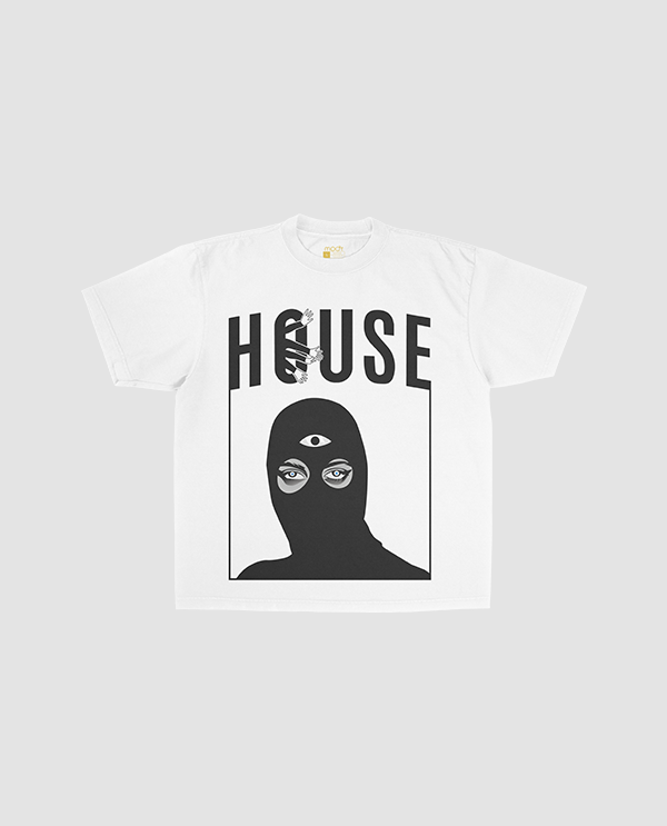 T-SHIRT WITH BLACK MASK GRAPHIC
